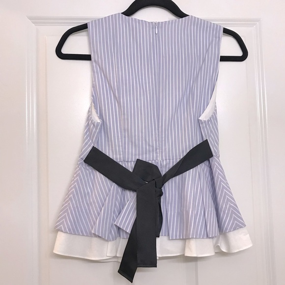 Zara Contrasting Frill Striped Peplum Top NWOT - Picture 5 of 8